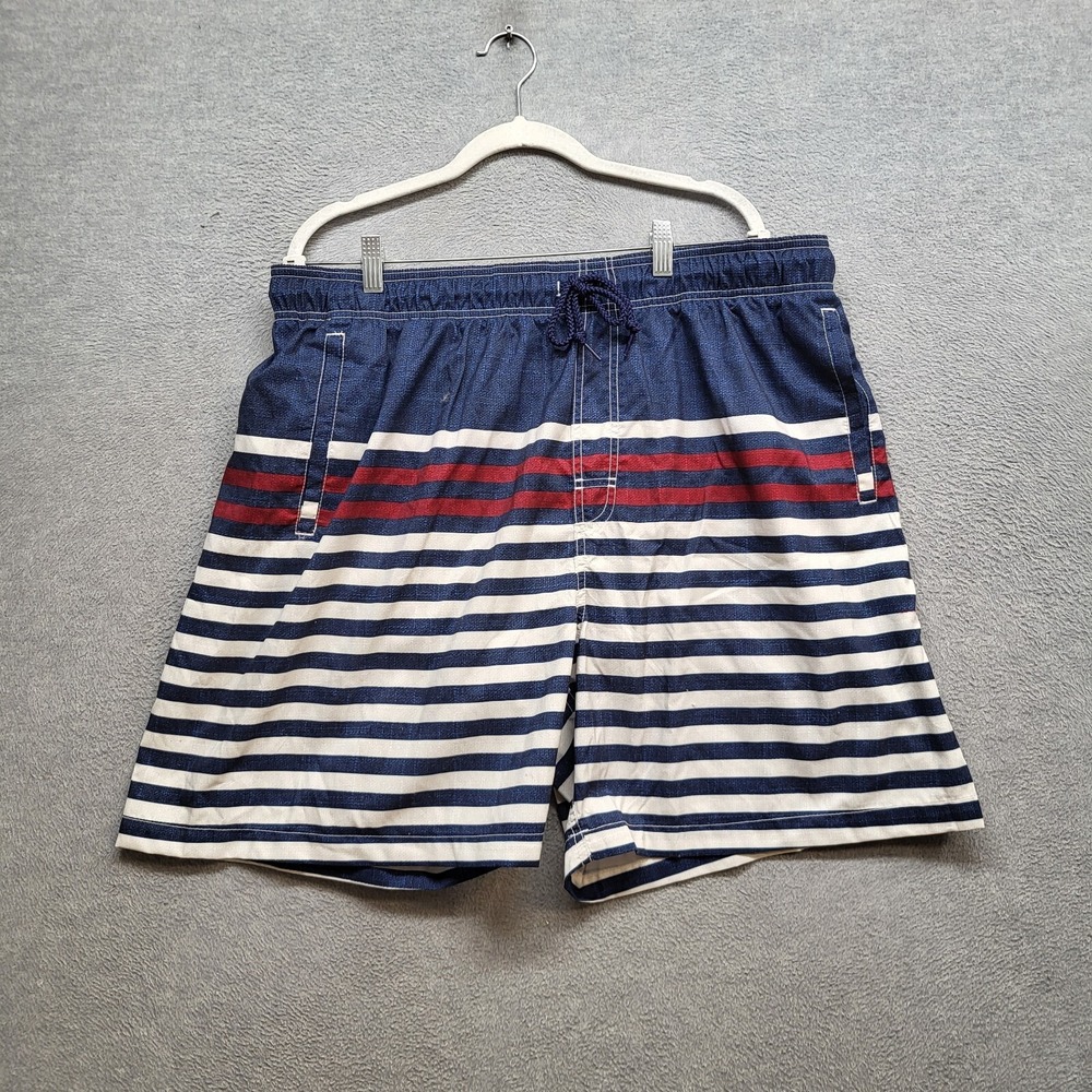 Joe Boxer Men Swimwear XL Blue Striped Swim Trunks‎ NWT